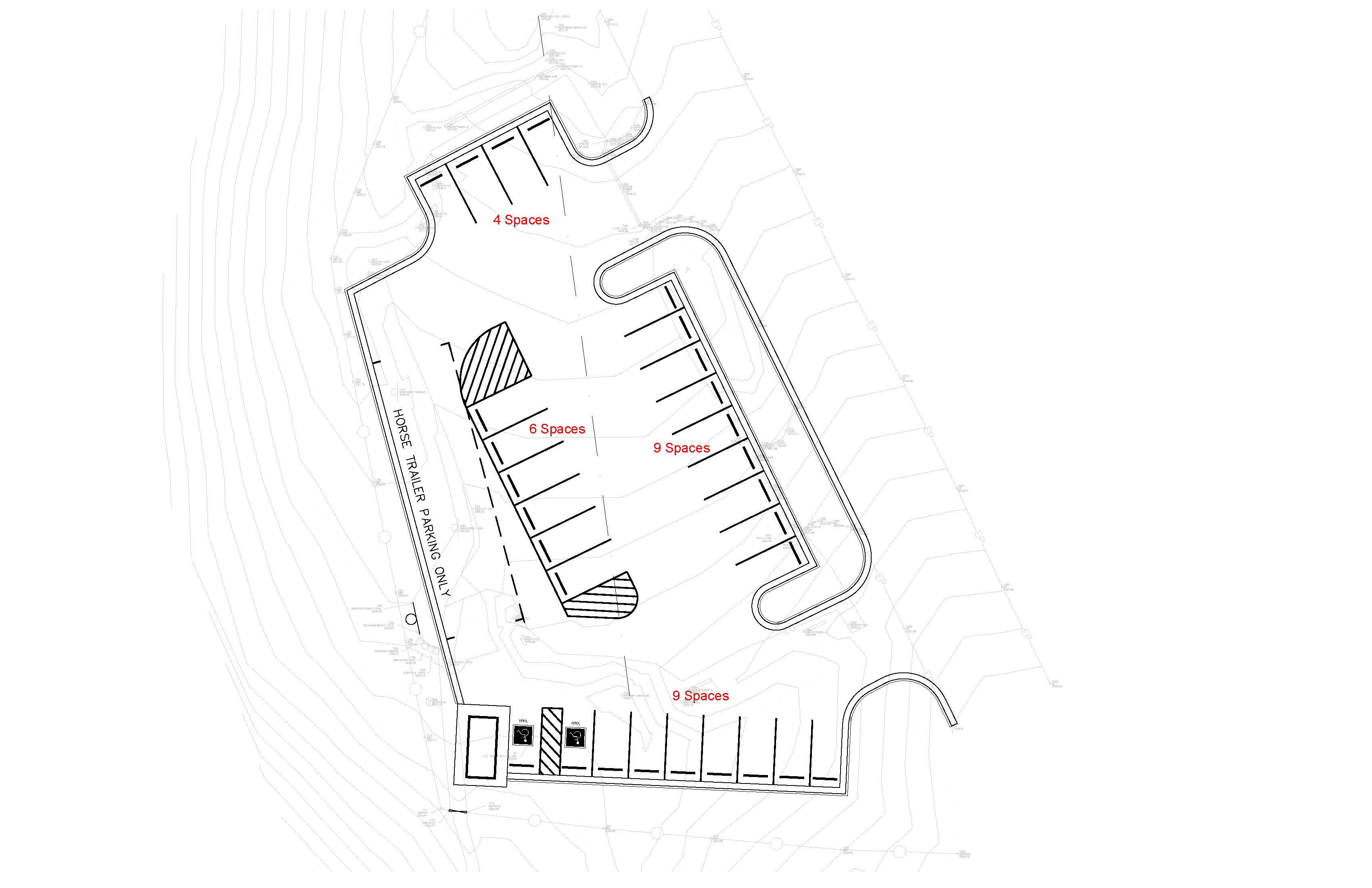 Schematic drawing of Cartwright Trailhead parking lot improvements.